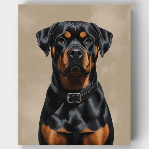 Regal Rottweiler with Leather Collar - Paint by Numbers Kit