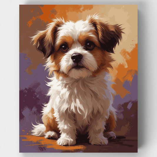 Adorable Fluffy Puppy Portrait - Paint by Numbers Kit