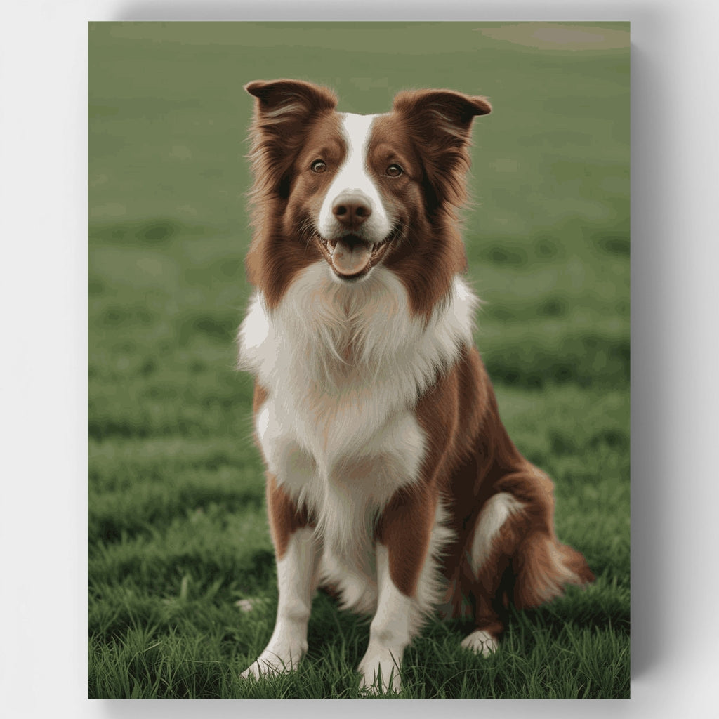 Brown and White Border Collie - Paint by Numbers Kit