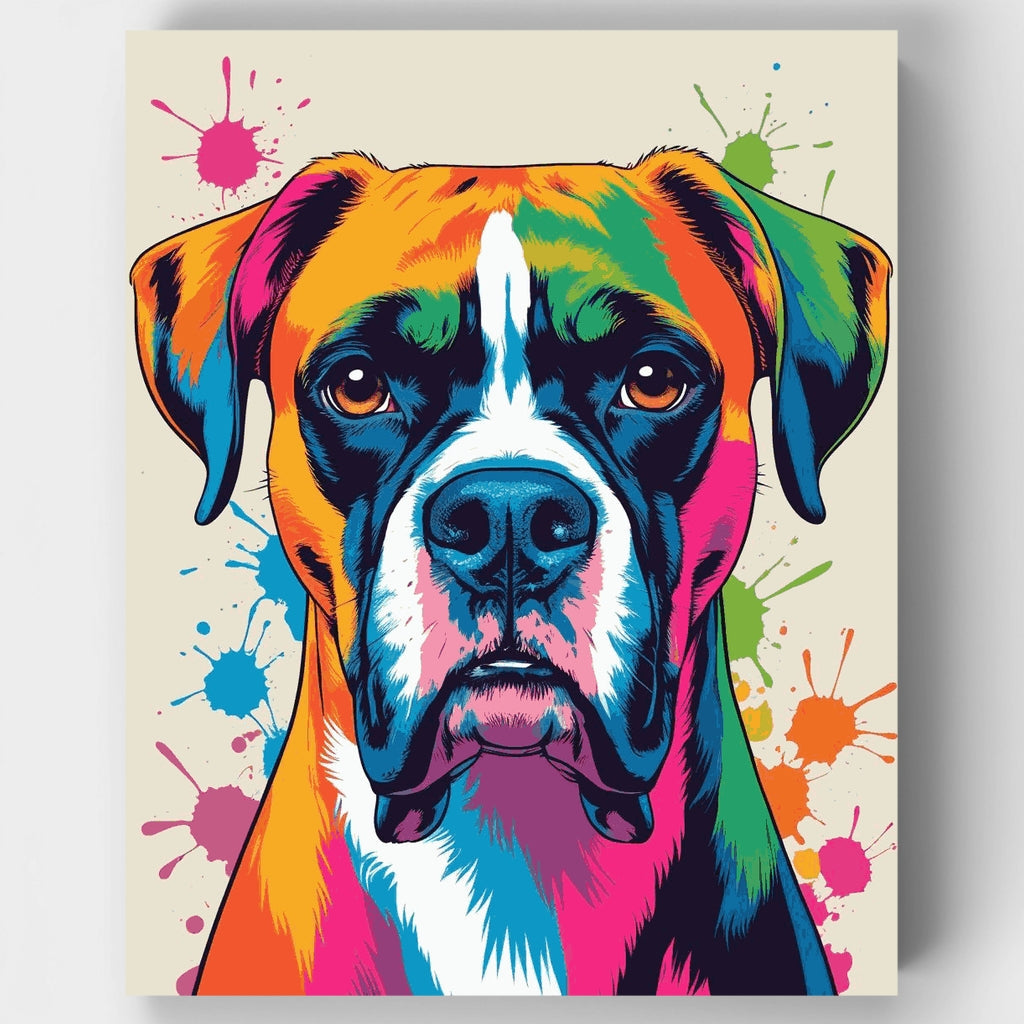 Vibrant Pop Art Boxer Dog - Paint by Numbers Kit