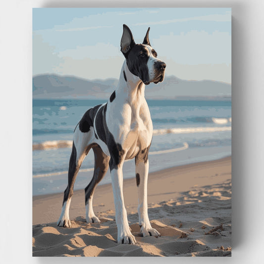 Majestic Great Dane on Beach - Paint by Numbers Kit