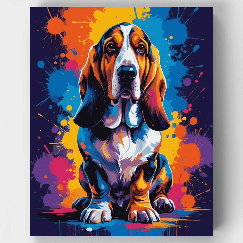 Basset Hound colorido - Kit de pintura por números — Estándar