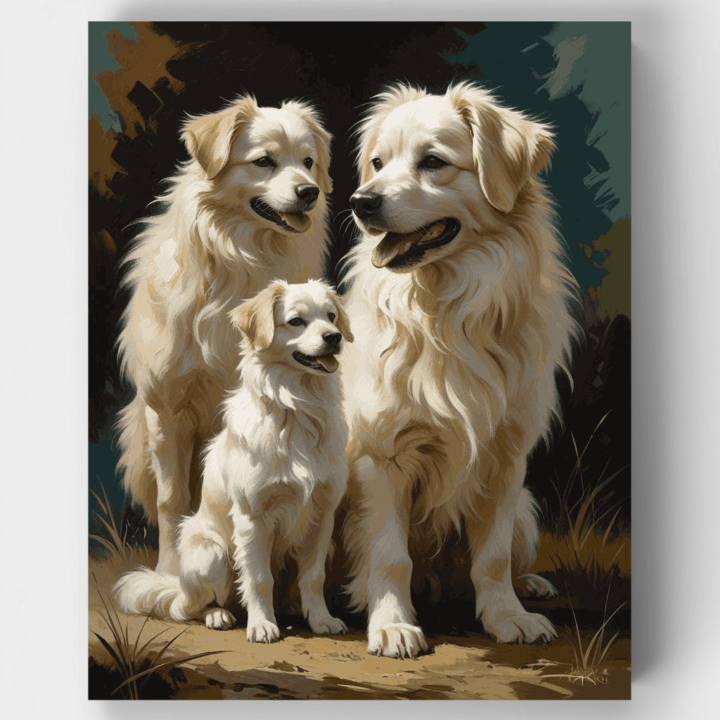Retrato familiar de Golden Retriever - Kit de pintura por números — Estándar