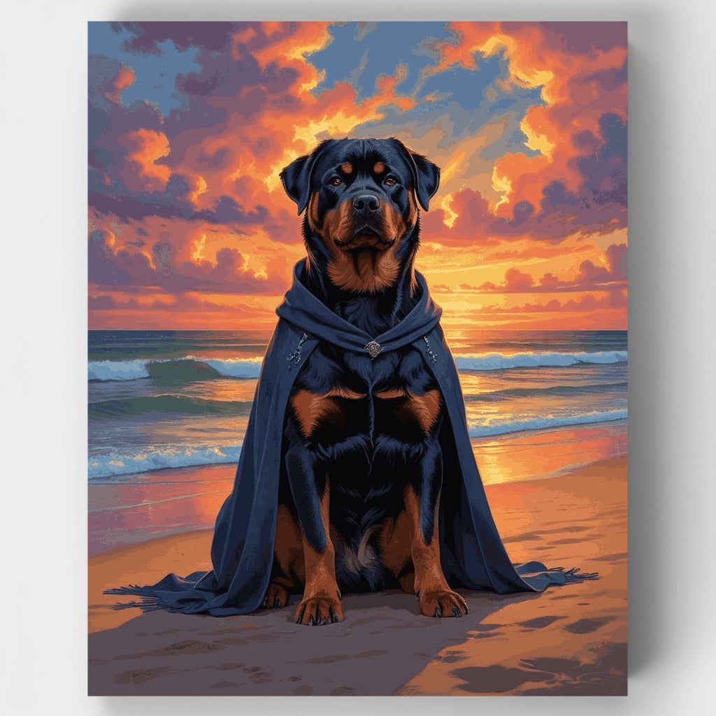 Majestuoso rottweiler al atardecer - Kit de pintura por números — Estándar