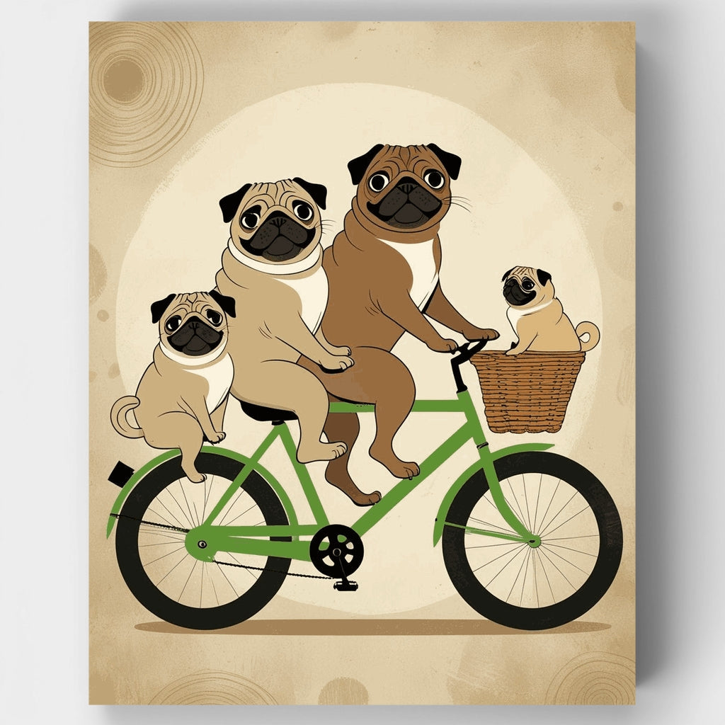 Pugs en bicicleta - Kit de pintura por números — Estándar
