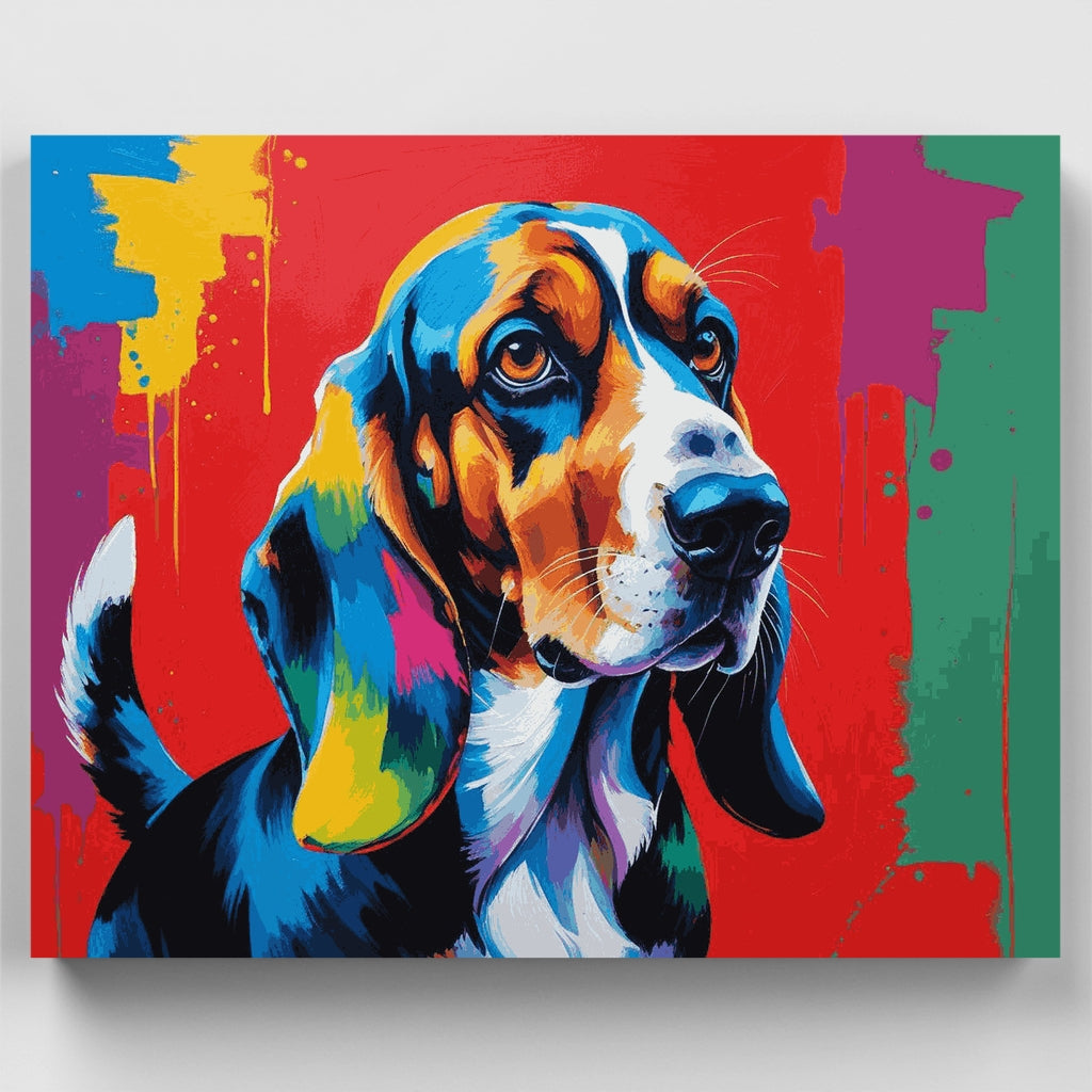 Pop Art Basset Hound Portrait - Paint by Numbers Kit