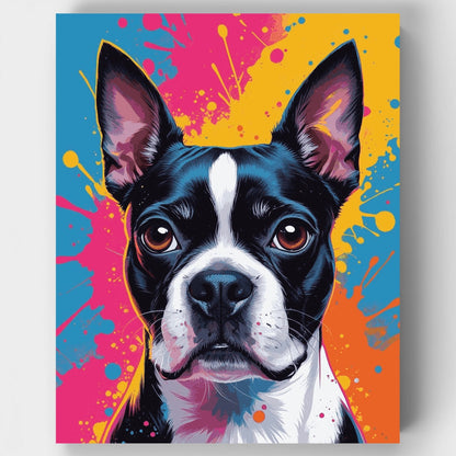 Vibrant Boston Terrier Pop Art - Paint by Numbers Kit
