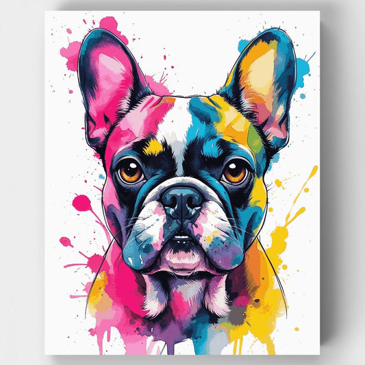 Vibrant Watercolor French Bulldog Portrait - Paint by Numbers Kit