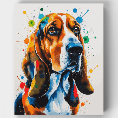 Watercolor Splash Basset Hound - Paint by Numbers Kit