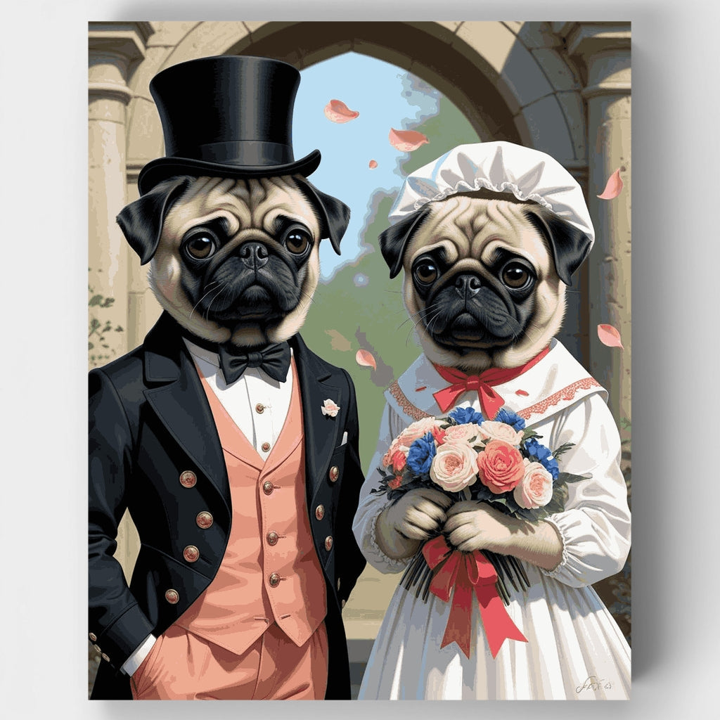 Kit de pintura por números: Boda de carlinos victorianos — Estándar