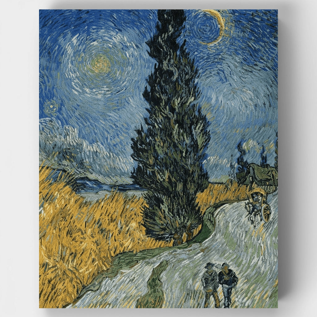 Camino con ciprés y estrella - Kit de pintura por números — Estándar