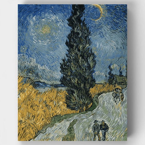 Road with Cypress and Star - Paint by Numbers Kit