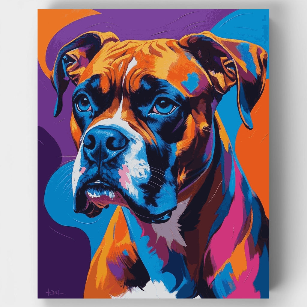 Retrato vibrante de perro bóxer - Kit de pintura por números — Estándar