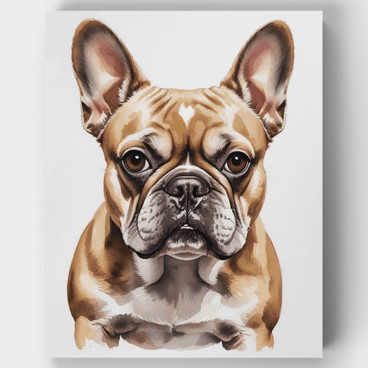 Fawn French Bulldog Watercolor Portrait - Paint by Numbers Kit