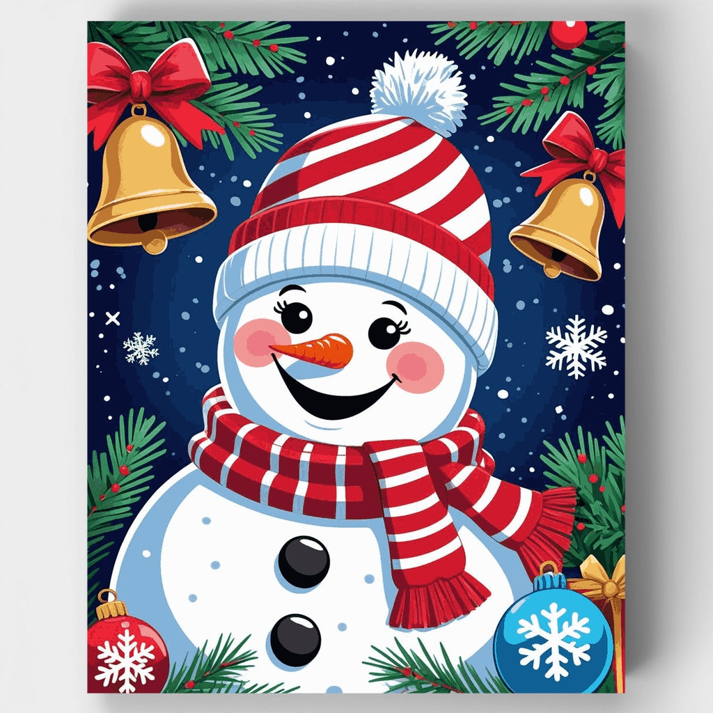 Cheerful Snowman with Christmas Decorations - Paint by Numbers Kit