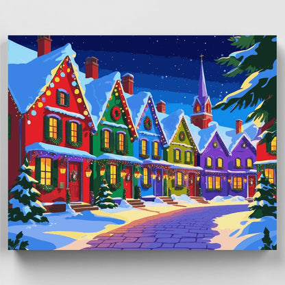 Colorful Christmas Village - Paint by Numbers Kit