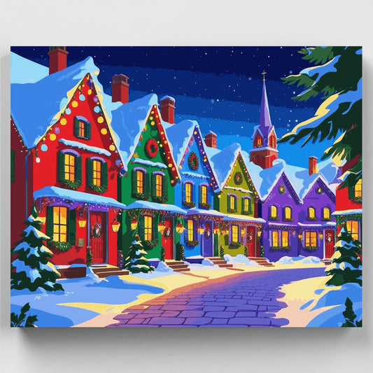 Colorful Christmas Village - Paint by Numbers Kit