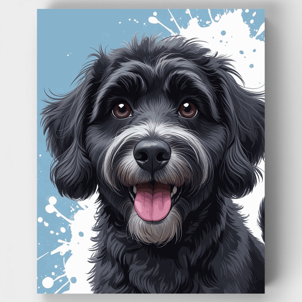 Retrato de Labradoodle negro - Kit de pintura por números — Estándar