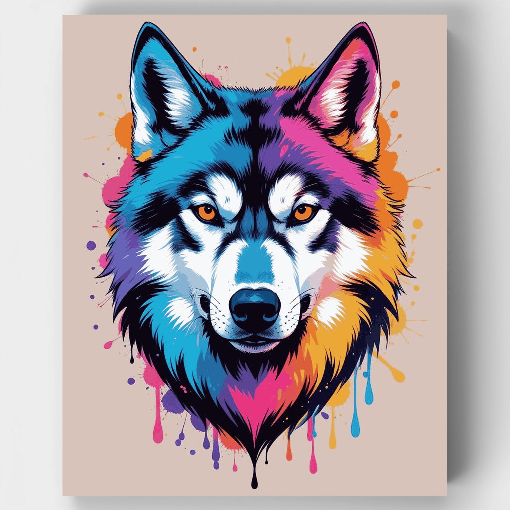 Vibrant Husky Portrait - Paint by Numbers Kit