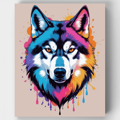 Vibrant Husky Portrait - Paint by Numbers Kit