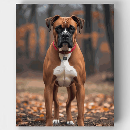 Majestic Boxer Dog in Autumn Forest - Paint by Numbers Kit