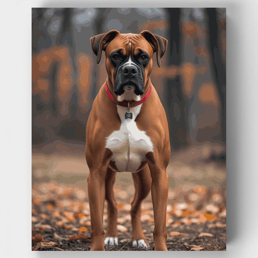 Majestic Boxer Dog in Autumn Forest - Paint by Numbers Kit