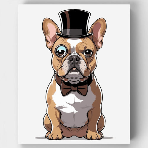 Dapper French Bulldog with Top Hat - Paint by Numbers Kit
