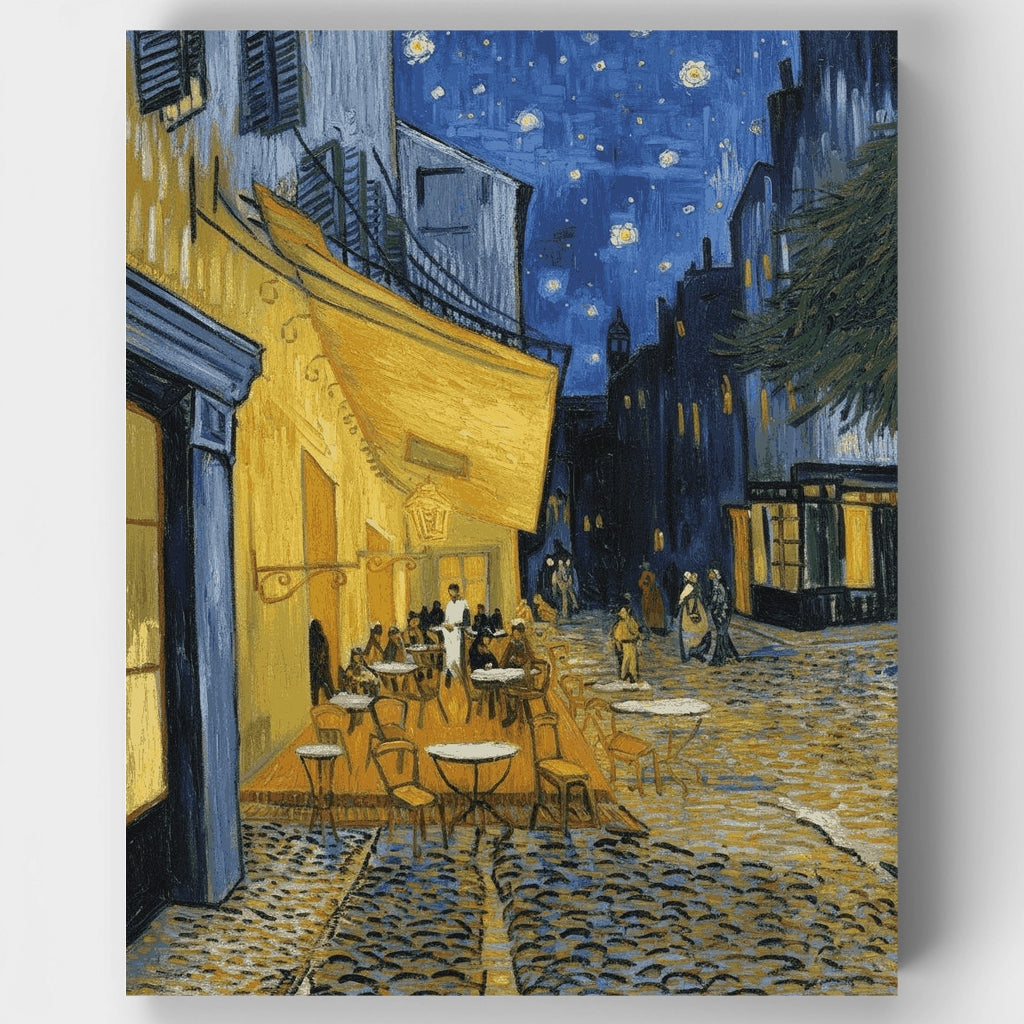 Terraza de café por la noche - Kit de pintura por números — Estándar