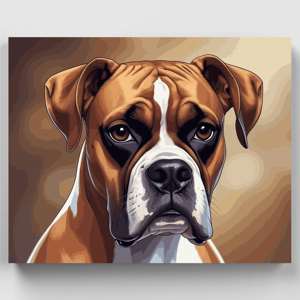 Kit de pintura por números: Perro bóxer expresivo con ojos conmovedores — Estándar