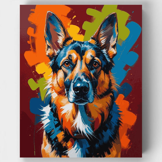 Vibrant German Shepherd Portrait - Paint by Numbers Kit