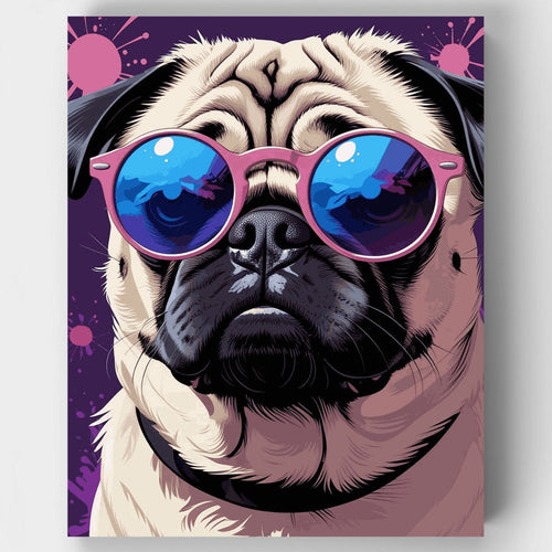 Cool Pug with Sunglasses - Paint by Numbers Kit