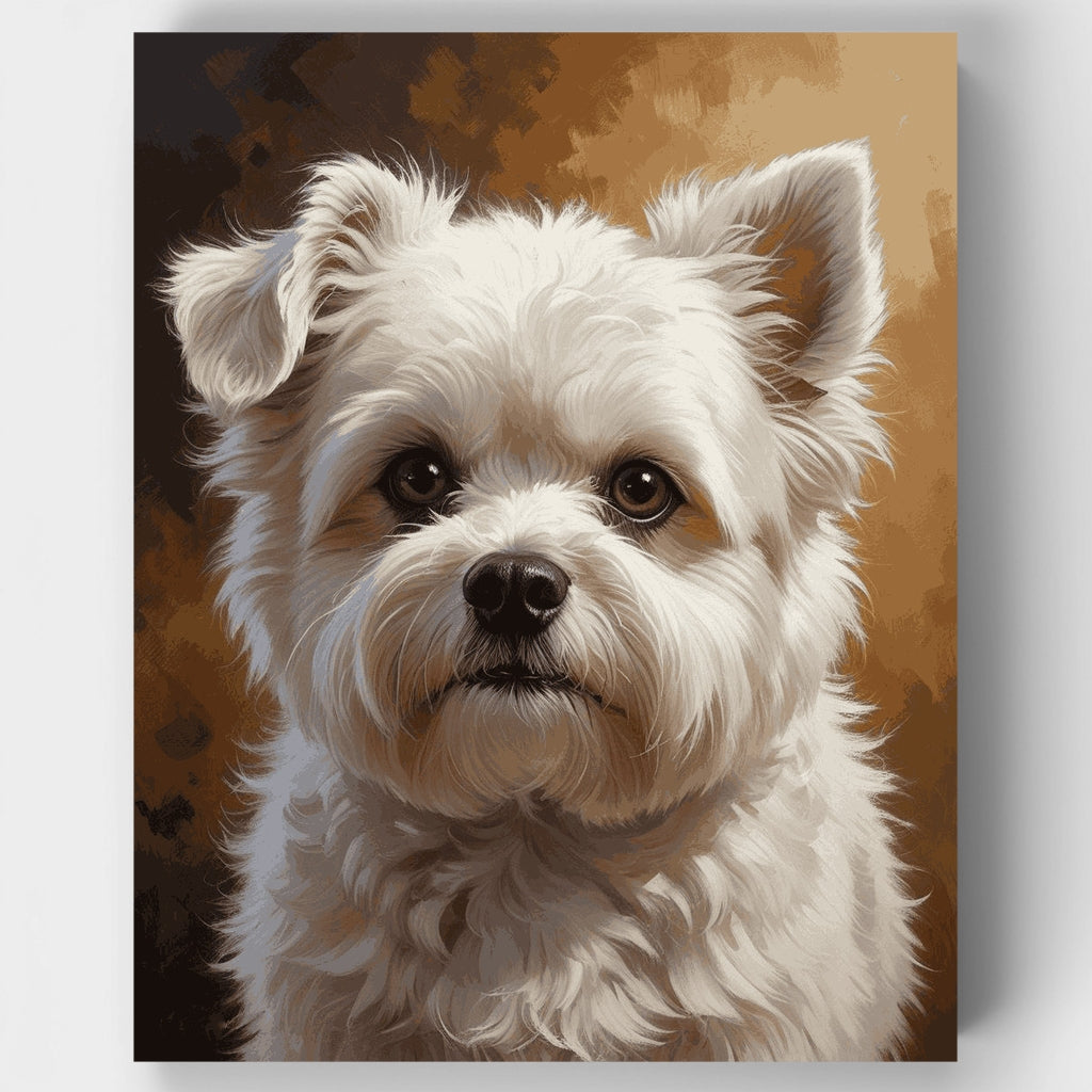 Retrato de perro blanco y esponjoso - Kit de pintura por números — Estándar