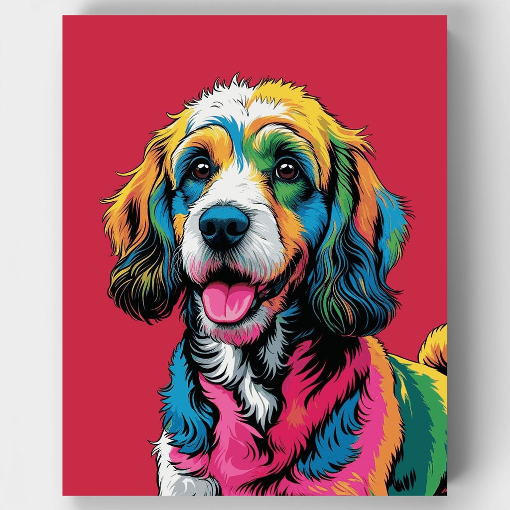 Kit de pintura por números: Cockapoo arcoíris vibrante — Estándar