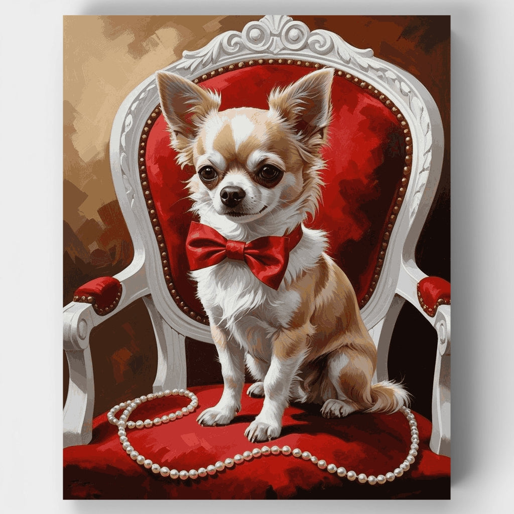 Elegant Chihuahua with Red Bow - Paint by Numbers Kit