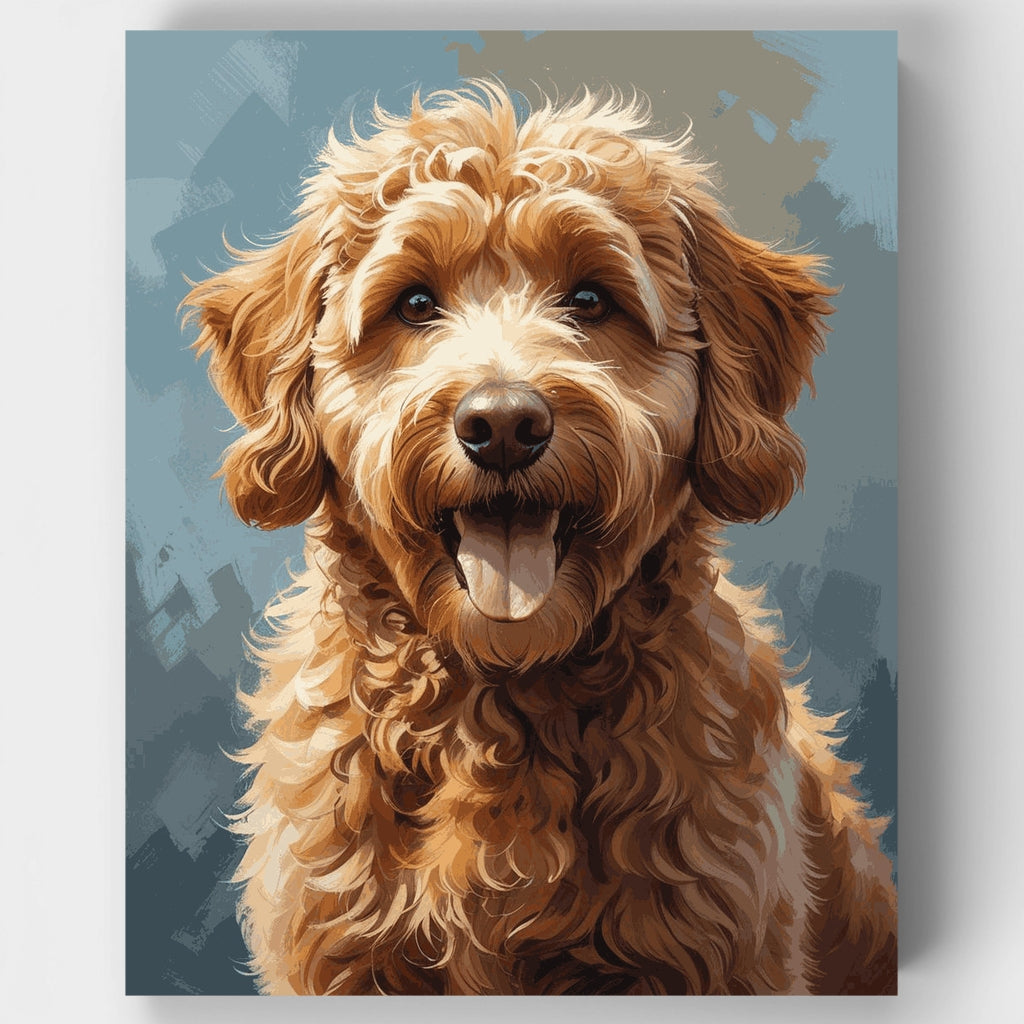 Retrato de Goldendoodle feliz - Kit de pintura por números — Estándar
