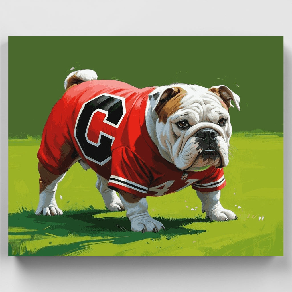 Bulldog con camiseta roja - Kit de pintura por números — Estándar