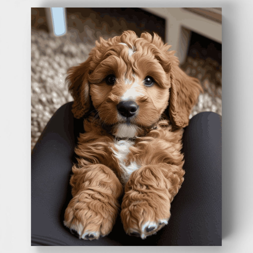 Adorable cachorro Cockapoo de pelo rizado - Kit de pintura por números — Estándar
