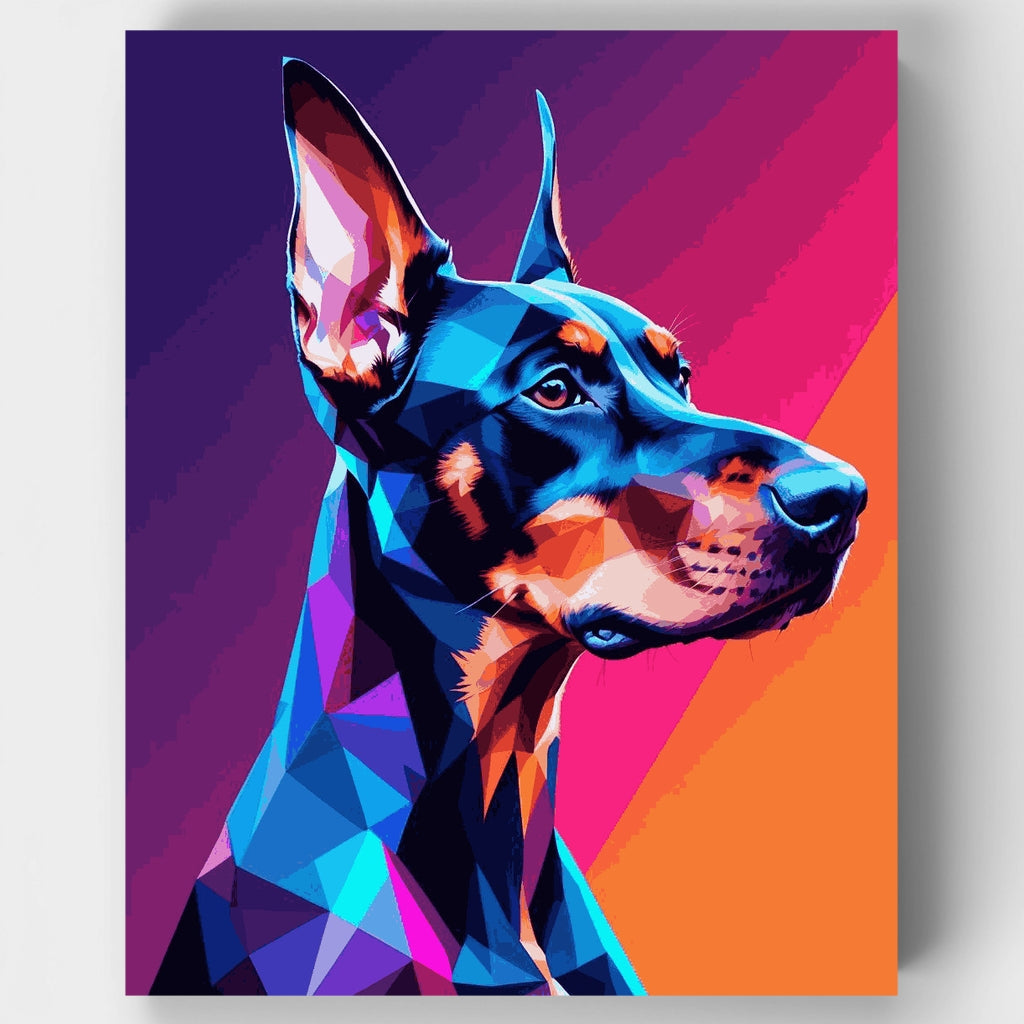 Dóberman en estilo Pop Art geométrico - Kit de pintura por números — Estándar