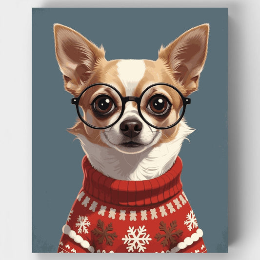 Chihuahua in Christmas Sweater - Paint by Numbers Kit