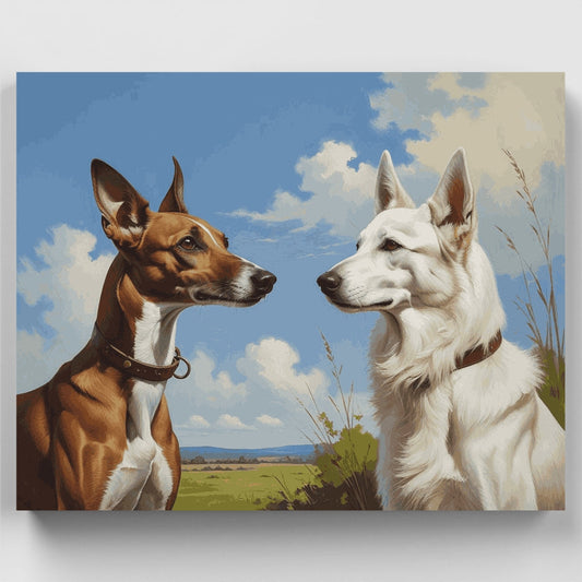 Two Noble Dogs in Countryside Portrait - Paint by Numbers Kit