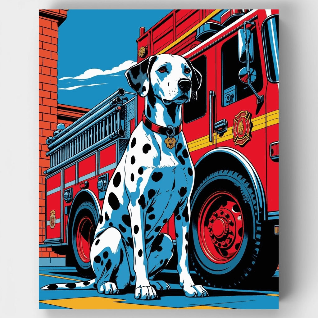 Héroe de la estación de bomberos dálmata: Kit de pintura por números — Estándar