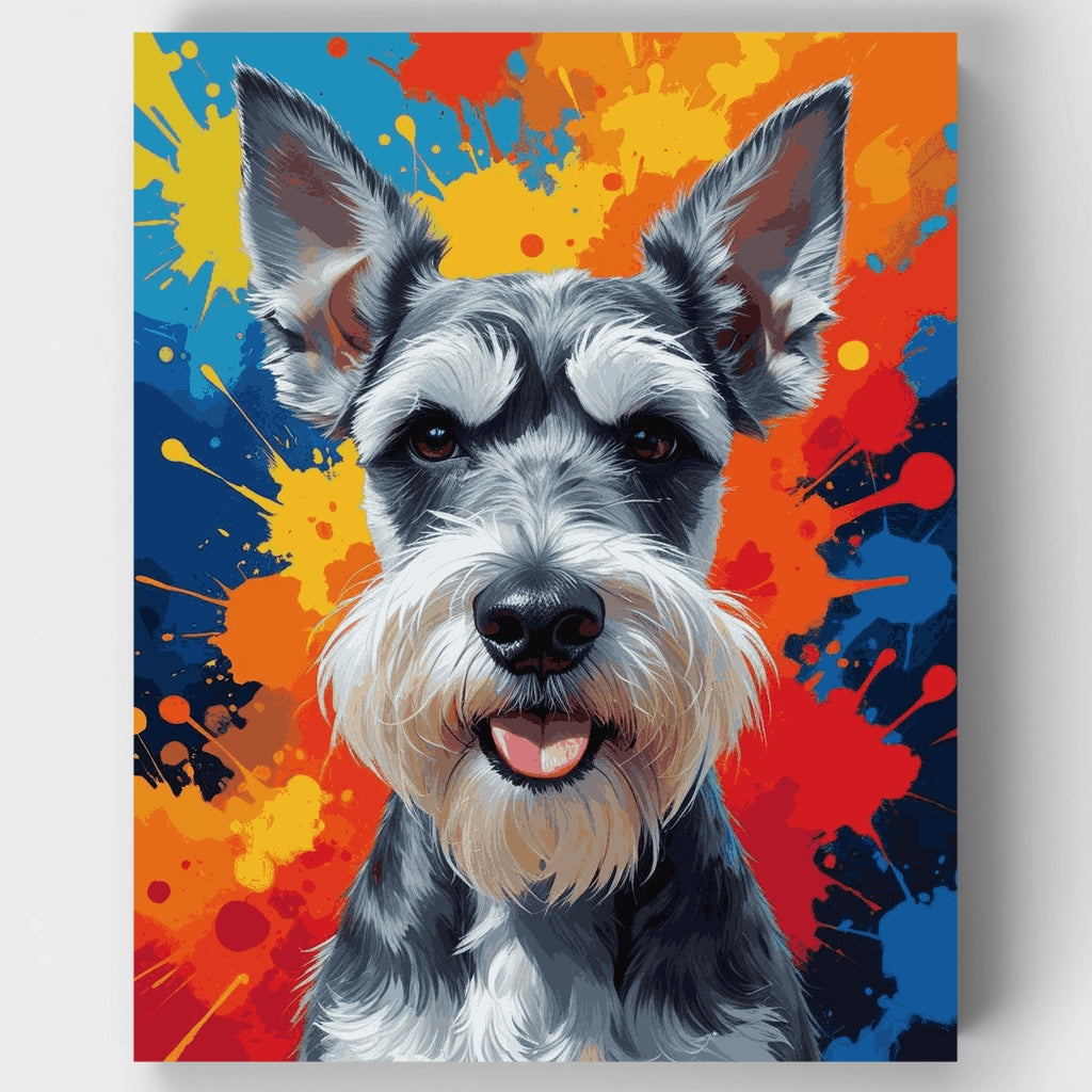 Retrato vibrante de un Schnauzer - Kit de pintura por números — Estándar