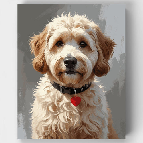 Adorable Goldendoodle with Heart Tag - Paint by Numbers Kit