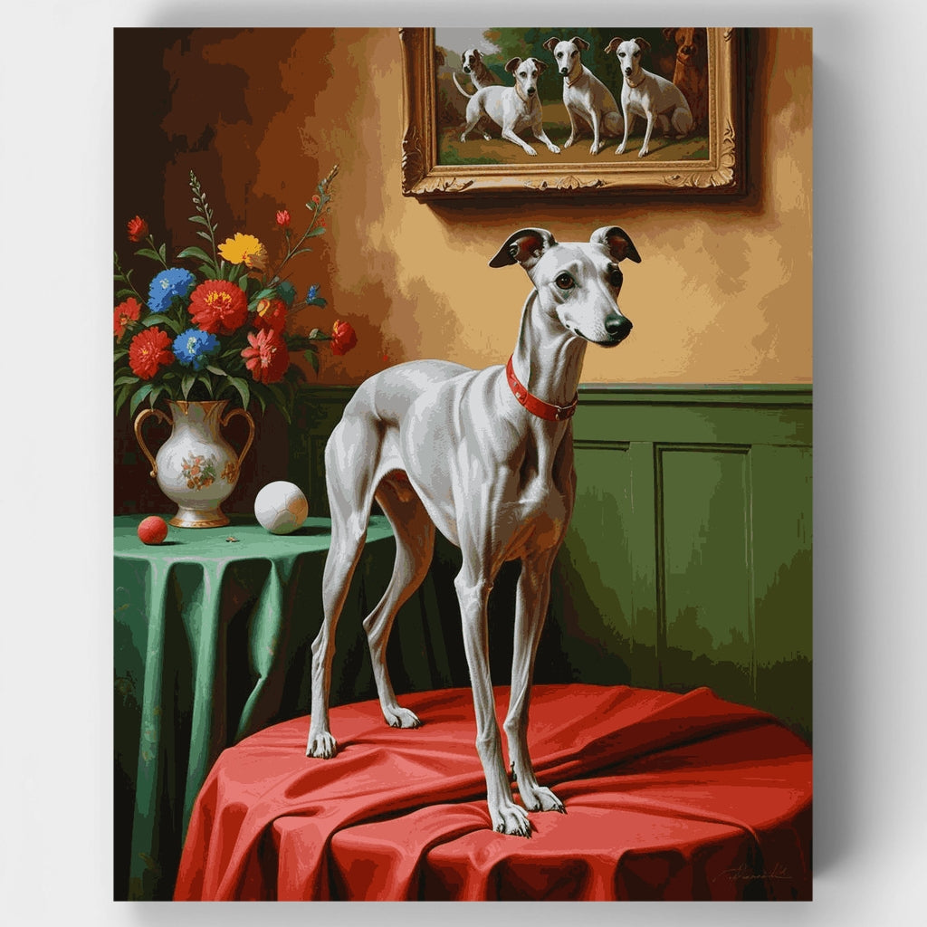 Retrato elegante de galgo - Kit de pintura por números — Estándar