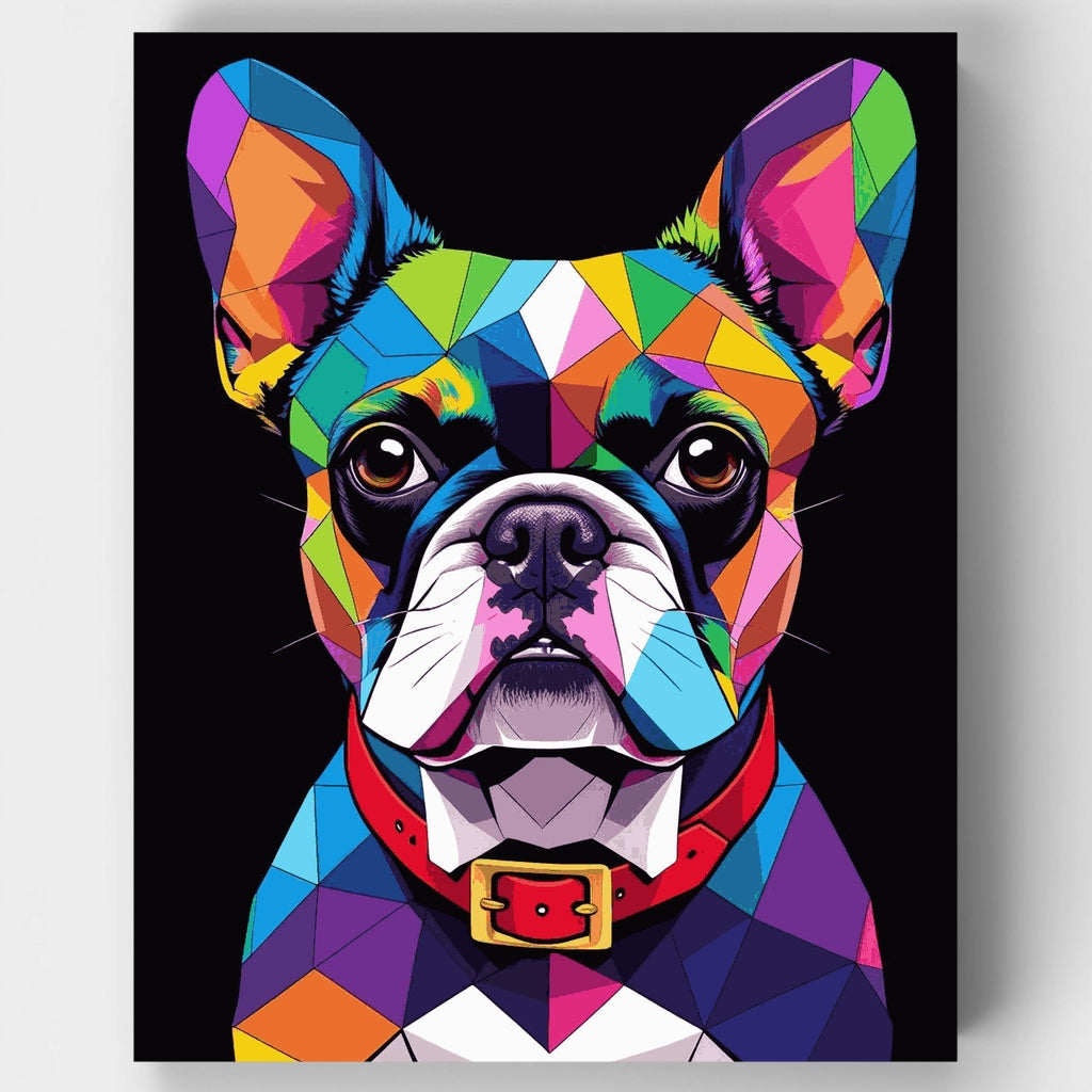 Kit de pintura por números: Bulldog francés estilo pop art geométrico — Estándar