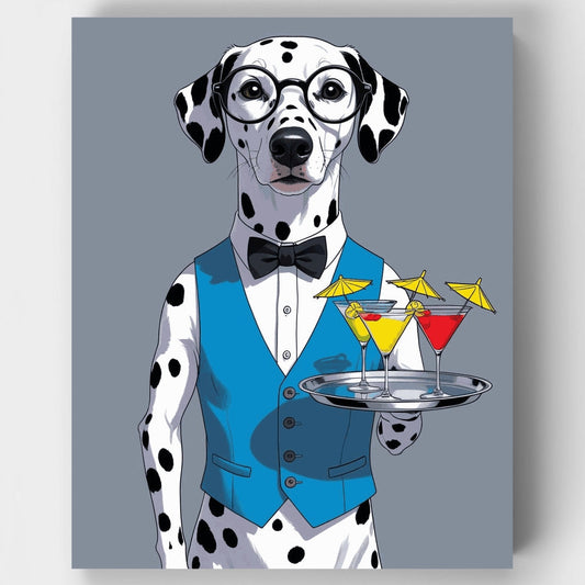 Dalmatian Waiter with Cocktails - Paint by Numbers Kit