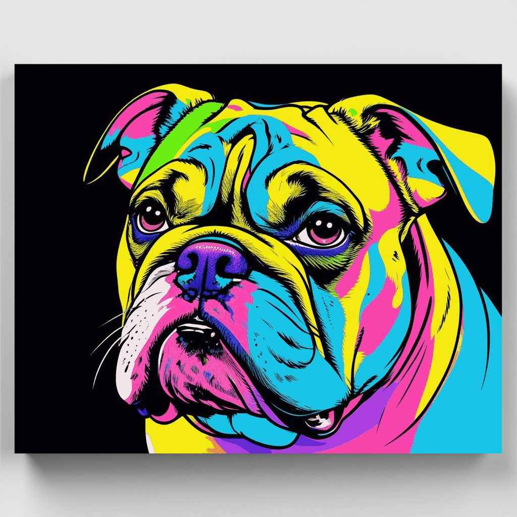 Kit de pintura por números: Bulldog de arte pop vibrante — Estándar