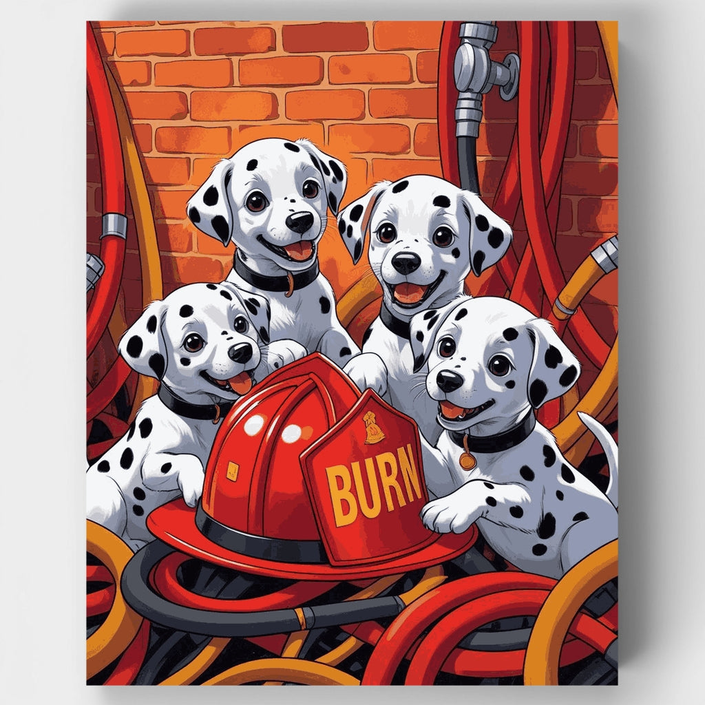 Dalmatian Firefighter Puppies - Paint by Numbers Kit