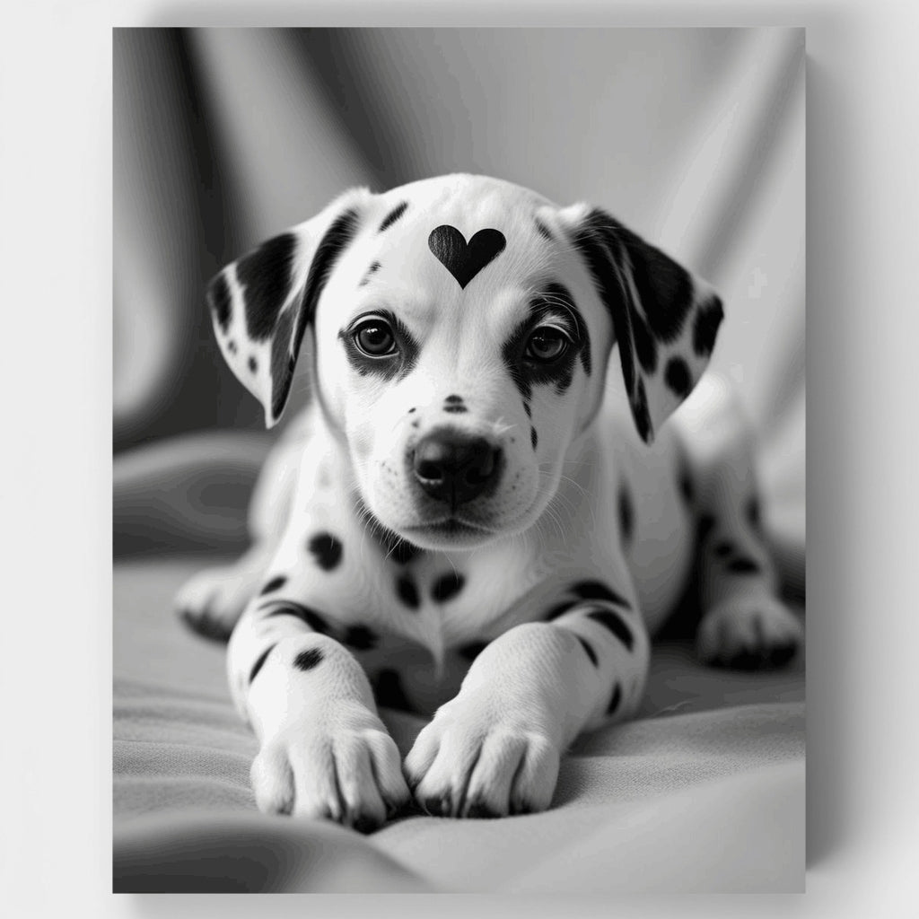 Adorable Dalmatian Puppy with Heart - Paint by Numbers Kit