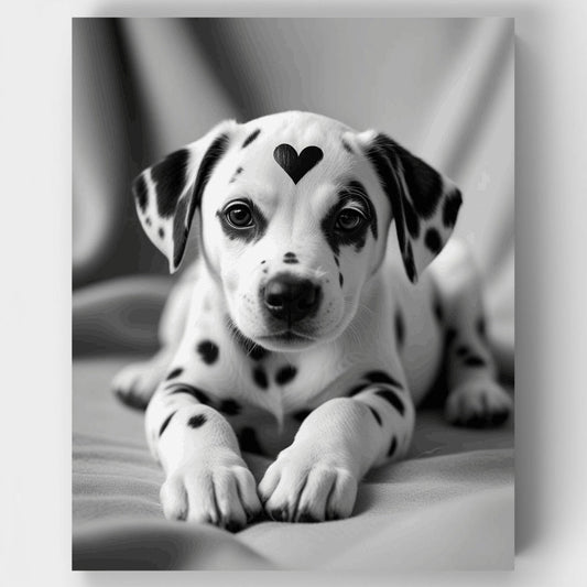 Adorable Dalmatian Puppy with Heart - Paint by Numbers Kit